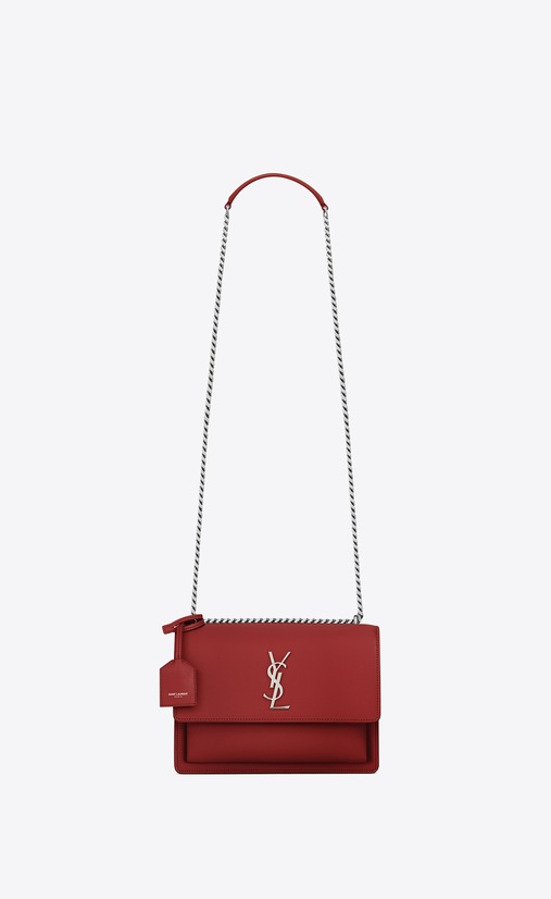 Mittlere SUNSET Tasche aus lippenstiftrotem Leder
